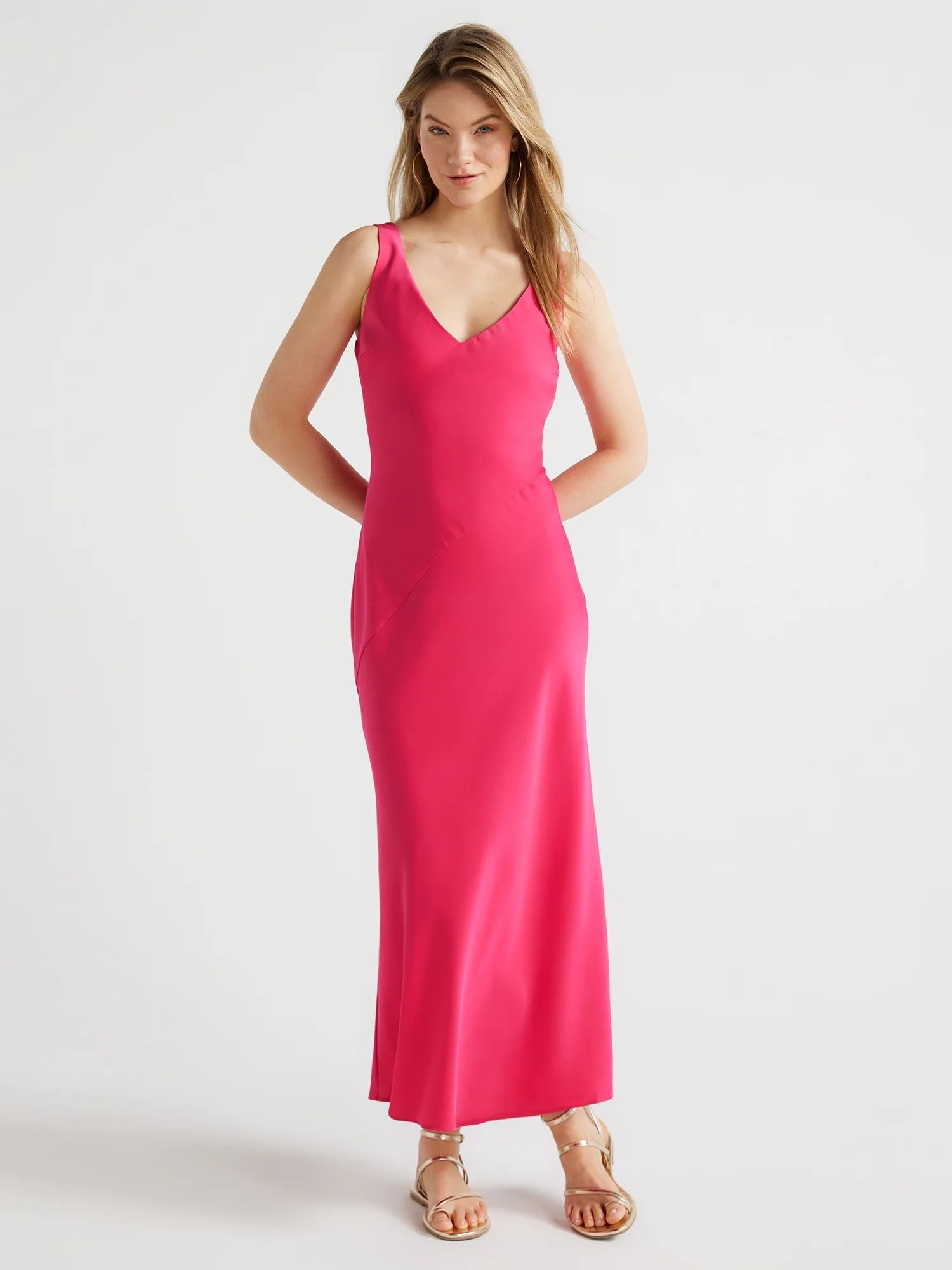 Scoop Women's V-Neck Slip Dress, Sizes XS-XXL | Walmart (US)