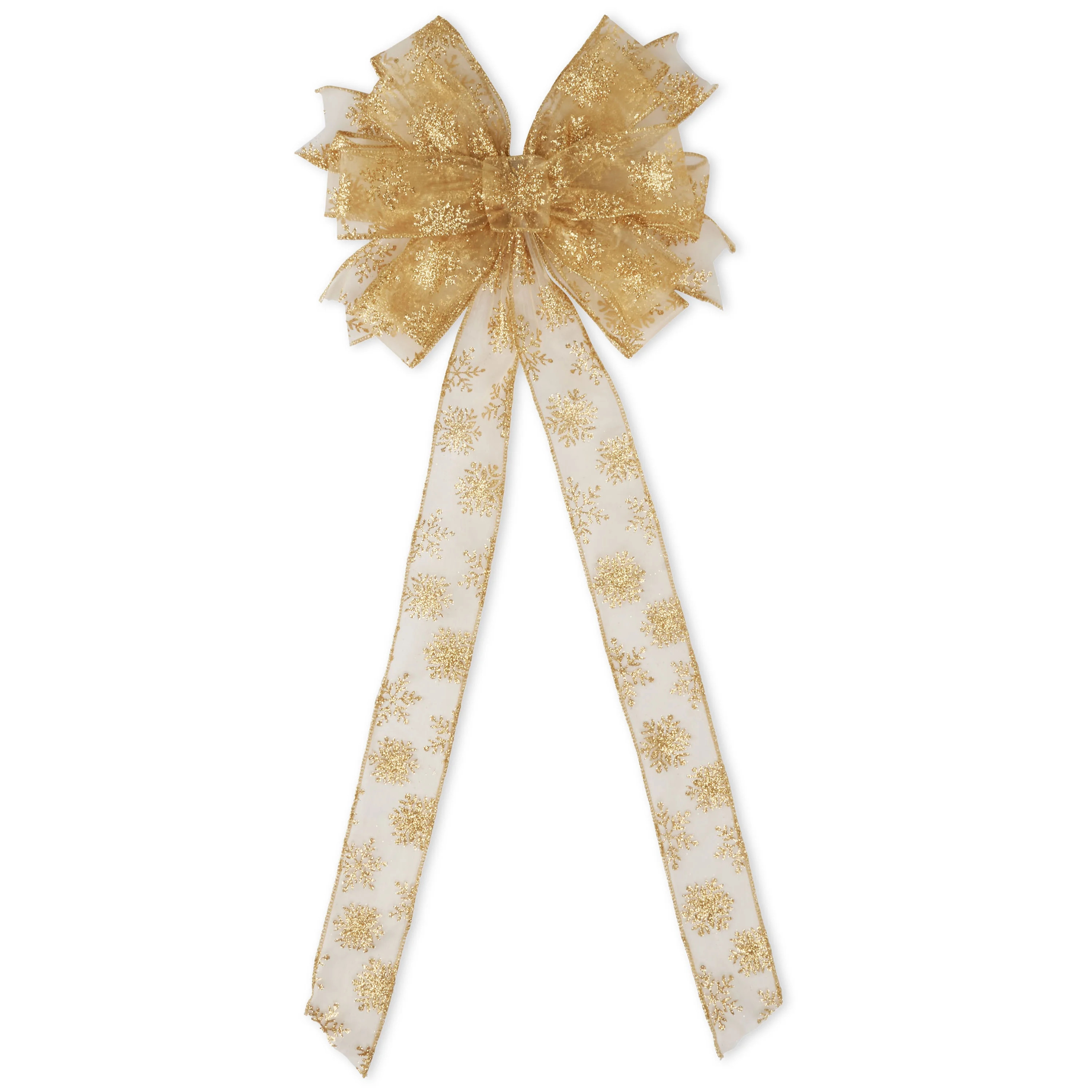 Holiday Time Gold Sheer Snowflake Bow, 14.00 inch - Walmart.com | Walmart (US)