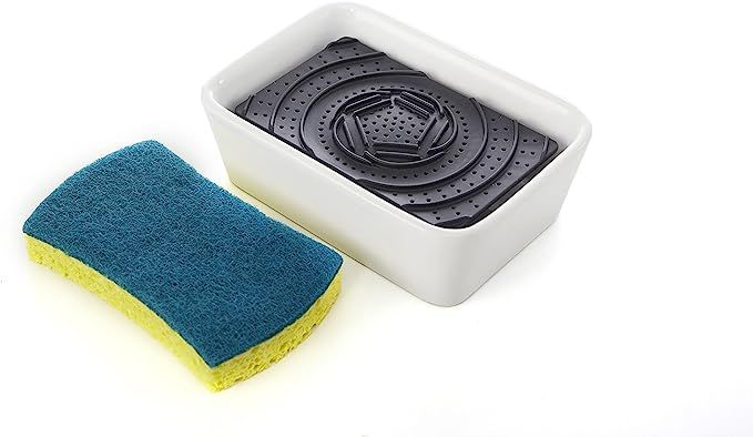 Full Circle Bubble Up Ceramic Soap Dispenser & Scrubber Sponge Set, White | Amazon (US)