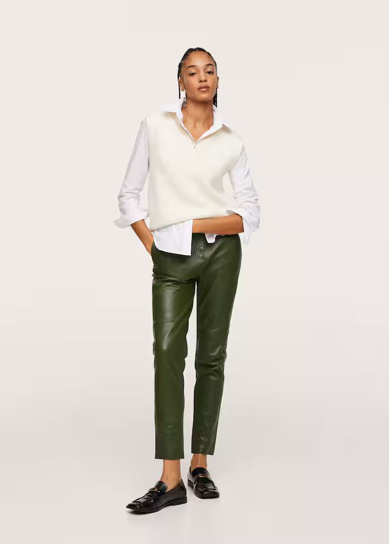 Leather crop pants -  Women | Mango USA | MANGO (US)