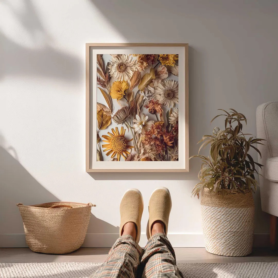 Dried Daisy Wall Art – Printable Pressed Flower Poster – Autumn Botanical Print in Earthy Mus... | Etsy (US)