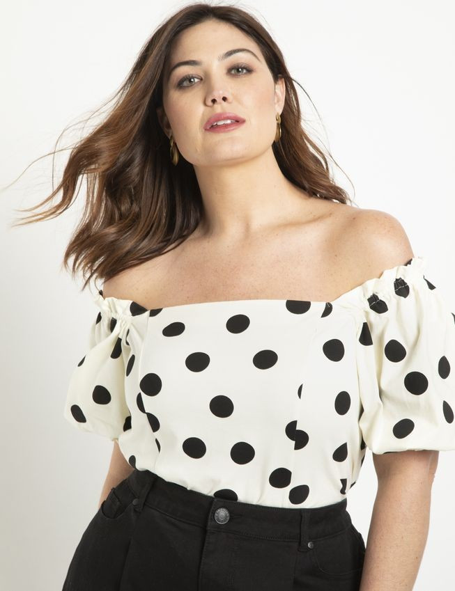 Square Neck Puff Sleeve Tee | Women's Plus Size Tops | ELOQUII | Eloquii