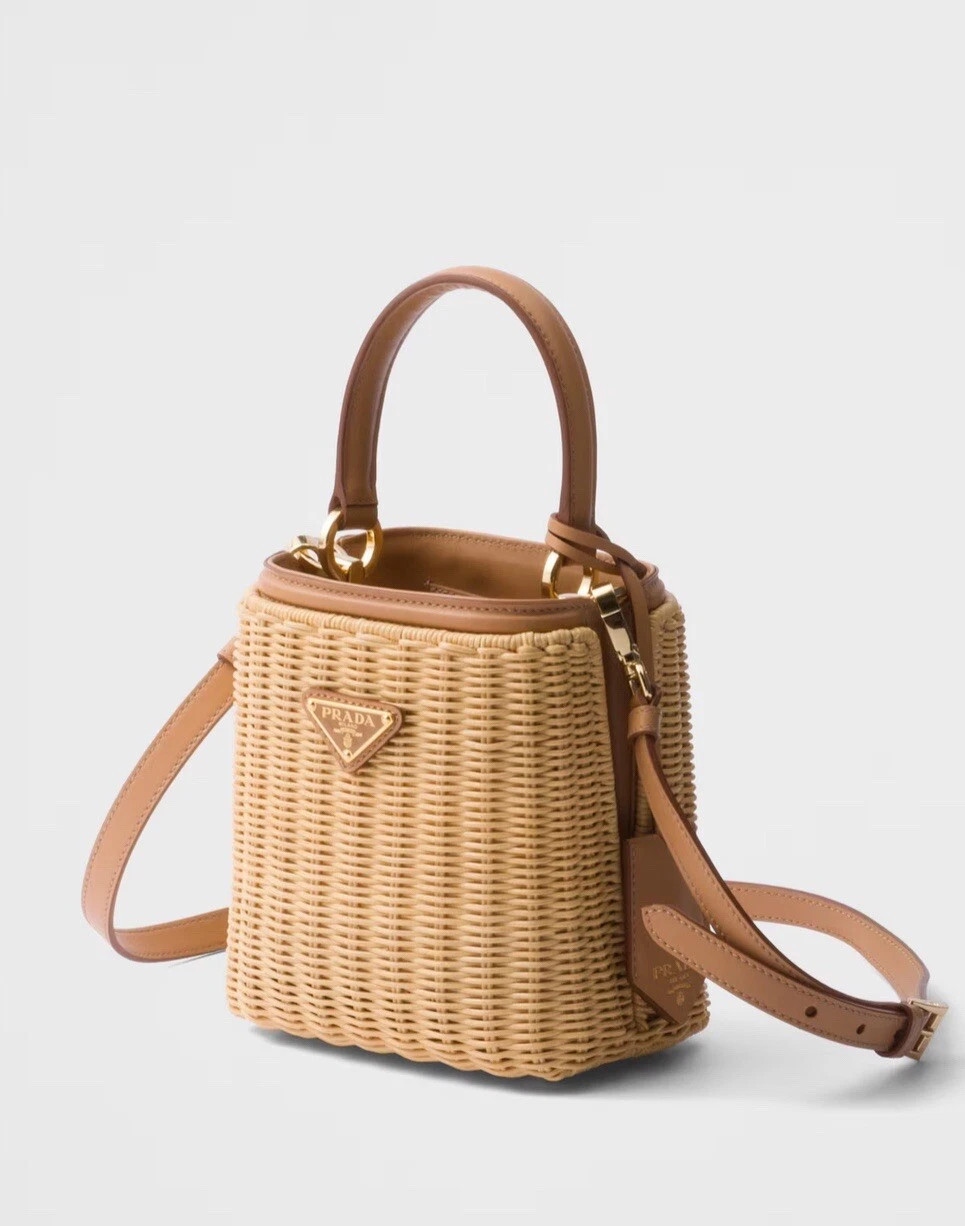 Prada Wicker Leather Panier Purse Bag | eBay US