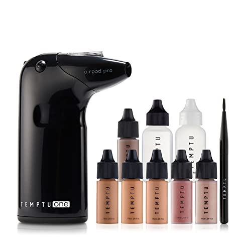 TEMPTU One Airbrush Make-up Kit for Complexion Perfection with Cordless Compressor, Medium: 11-Piece Set, Portable Air Brush Machine, 3 Shades of Foundation, Blush, Bronzer, Instant Concealer | Amazon (US)
