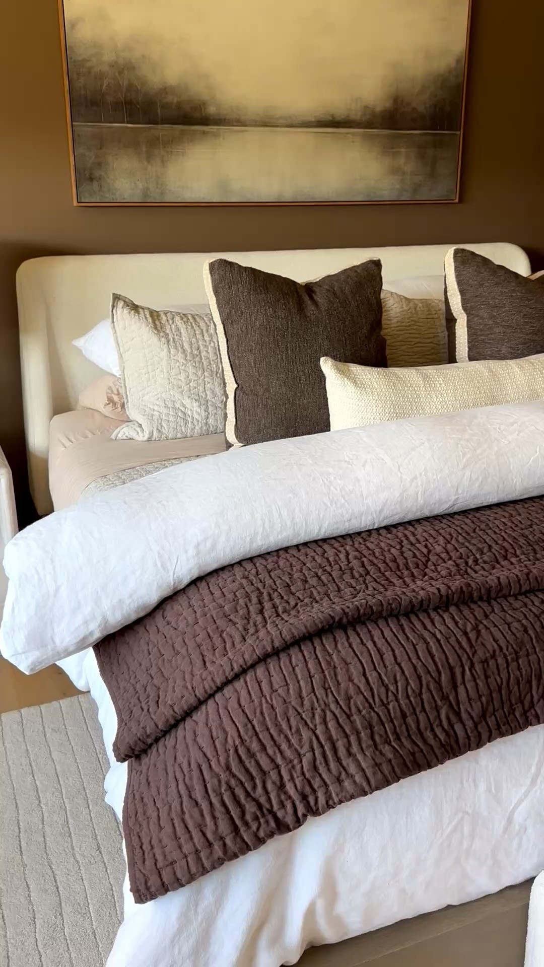 Summer bedding with contrasting quilt at the end of bed. 
@onequince 

#LTKdayinmylife #LTKHome #LTKSaleAlert