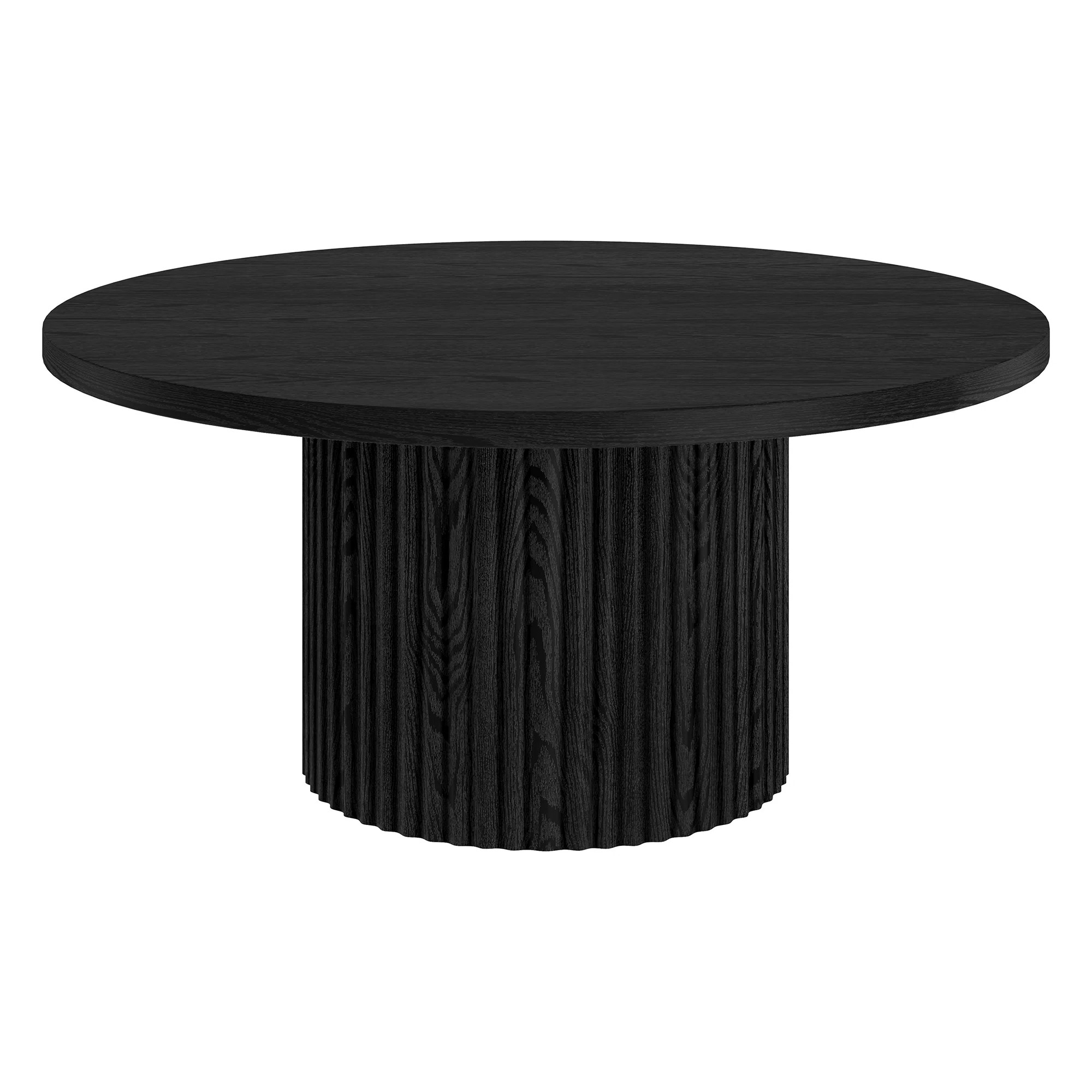 Rollan 32" Wide Round Fluted Coffee Table in Black Grain | Wayfair North America