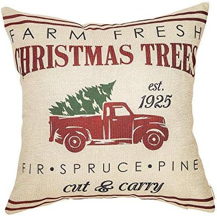 Fahrendom Rustic Farmhouse Style Farm Fresh Christmas Trees Red Vintage Truck with Trees Winter H... | Amazon (US)