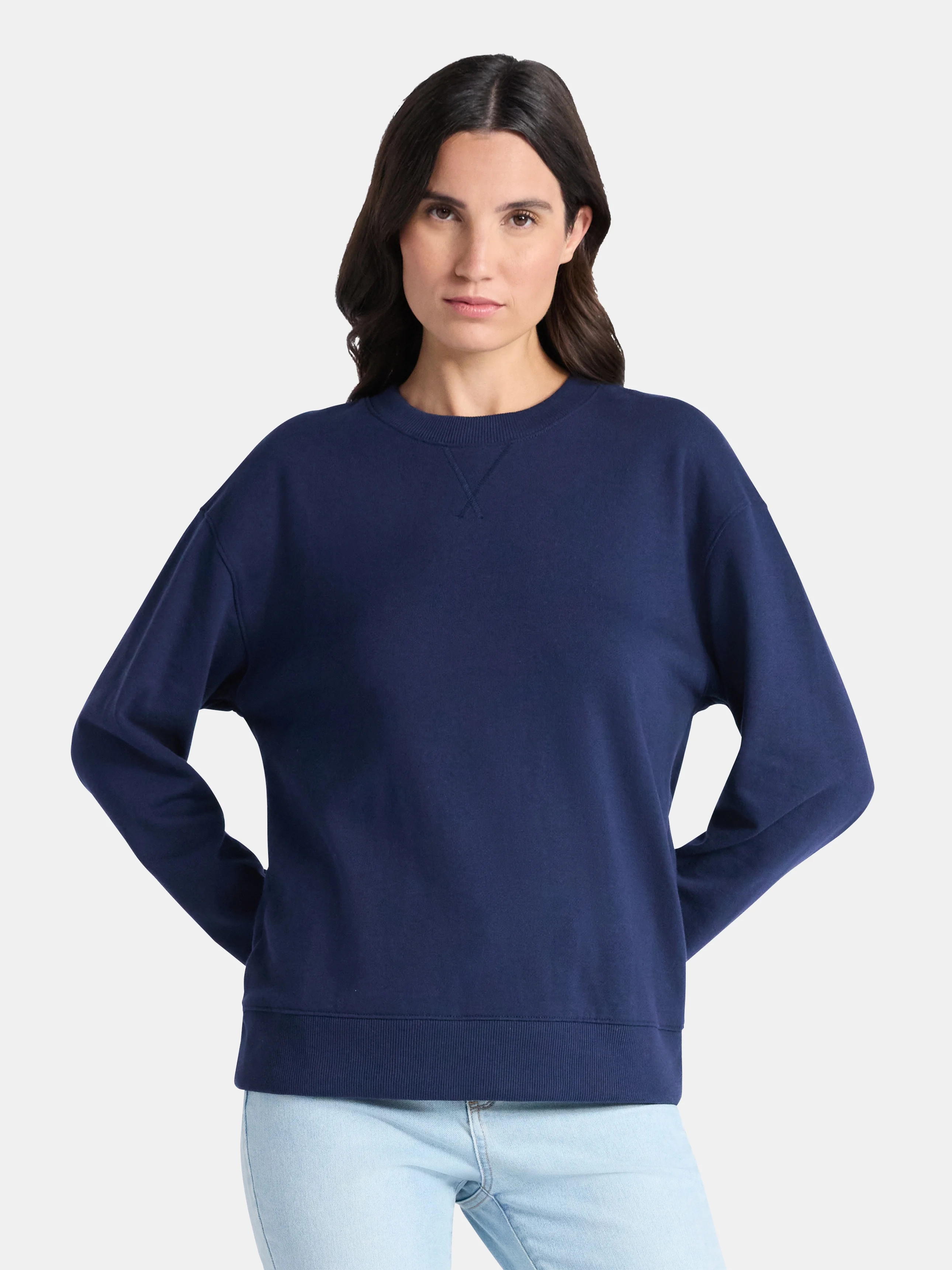 Time and Tru Women's and Women's Plus Crewneck Sweatshirt with Long Sleeves, Sizes XS-4X | Walmart (US)