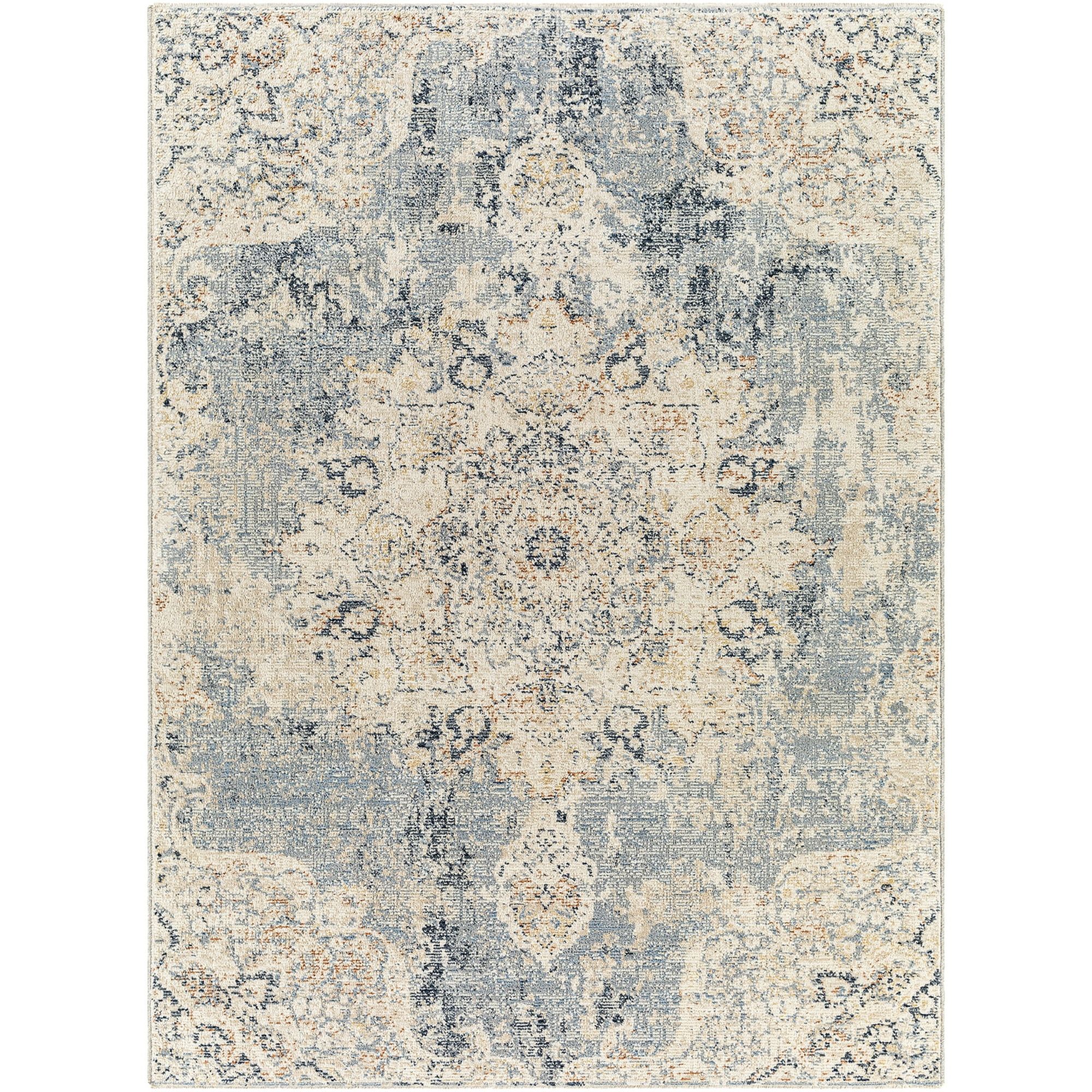 Mainstays Abstract with Fringe 5'2" x 7' Area Rug for Living Room Bedroom Ivory | Walmart (US)