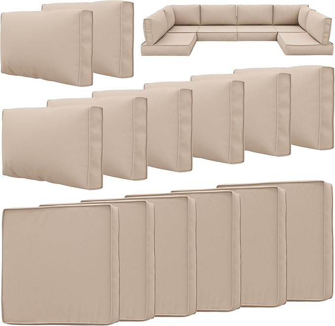 14 Pcs Outdoor Cushion Slipcovers Outdoor Patio Cushion Covers Replacement Waterproof with Zipper... | Amazon (US)