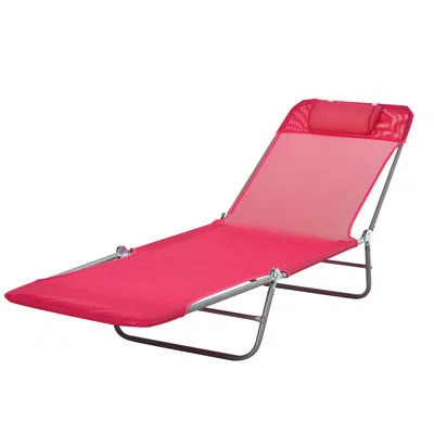 Folding Beach Lounge Chair In Pink, With Breathable Mesh And For Patio Extra Outdoor Seating Chair, | Wayfair North America