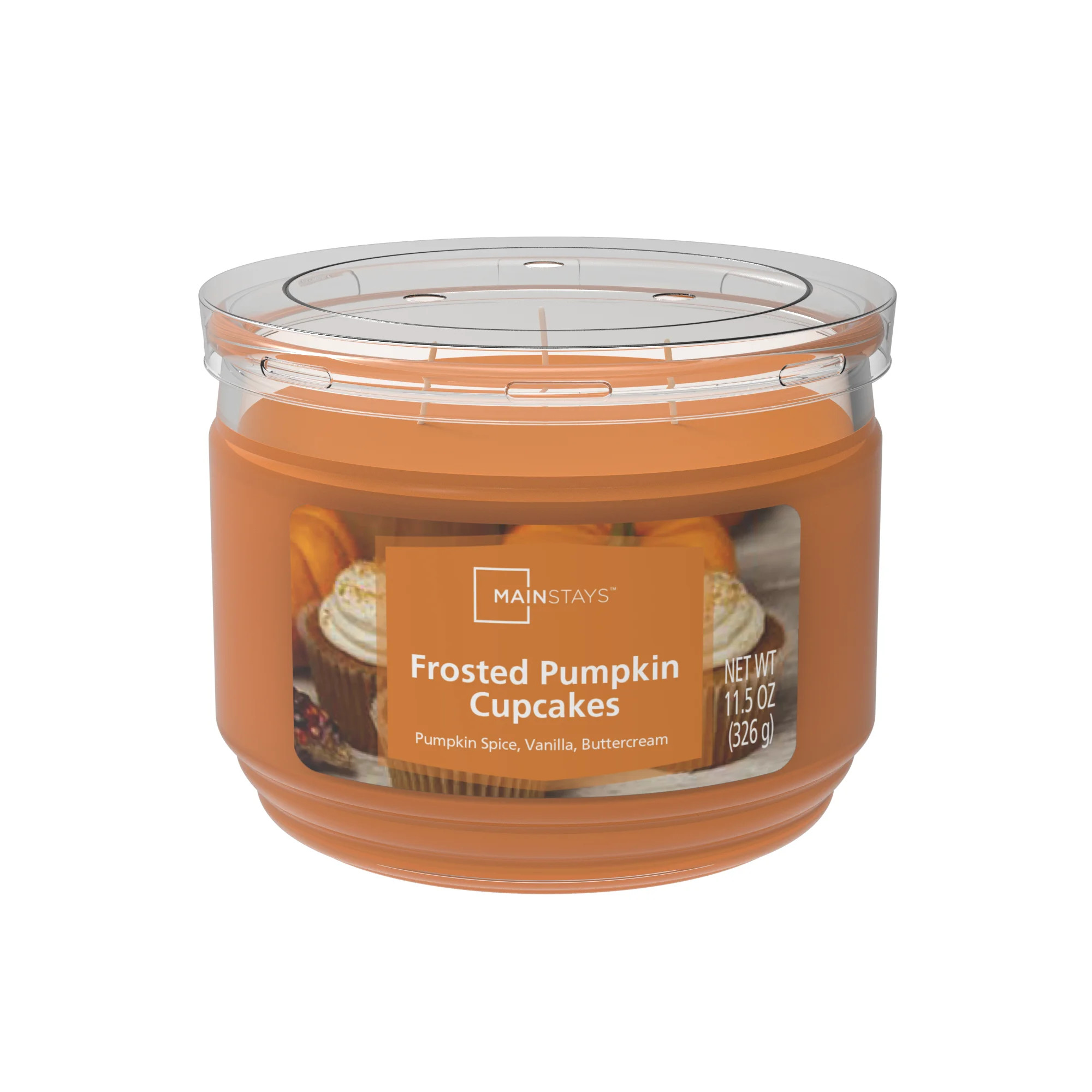 Mainstays Frosted Pumpkin Cupcakes Scented 3-Wick Glass Jar Candle, 11.5 oz. | Walmart (US)