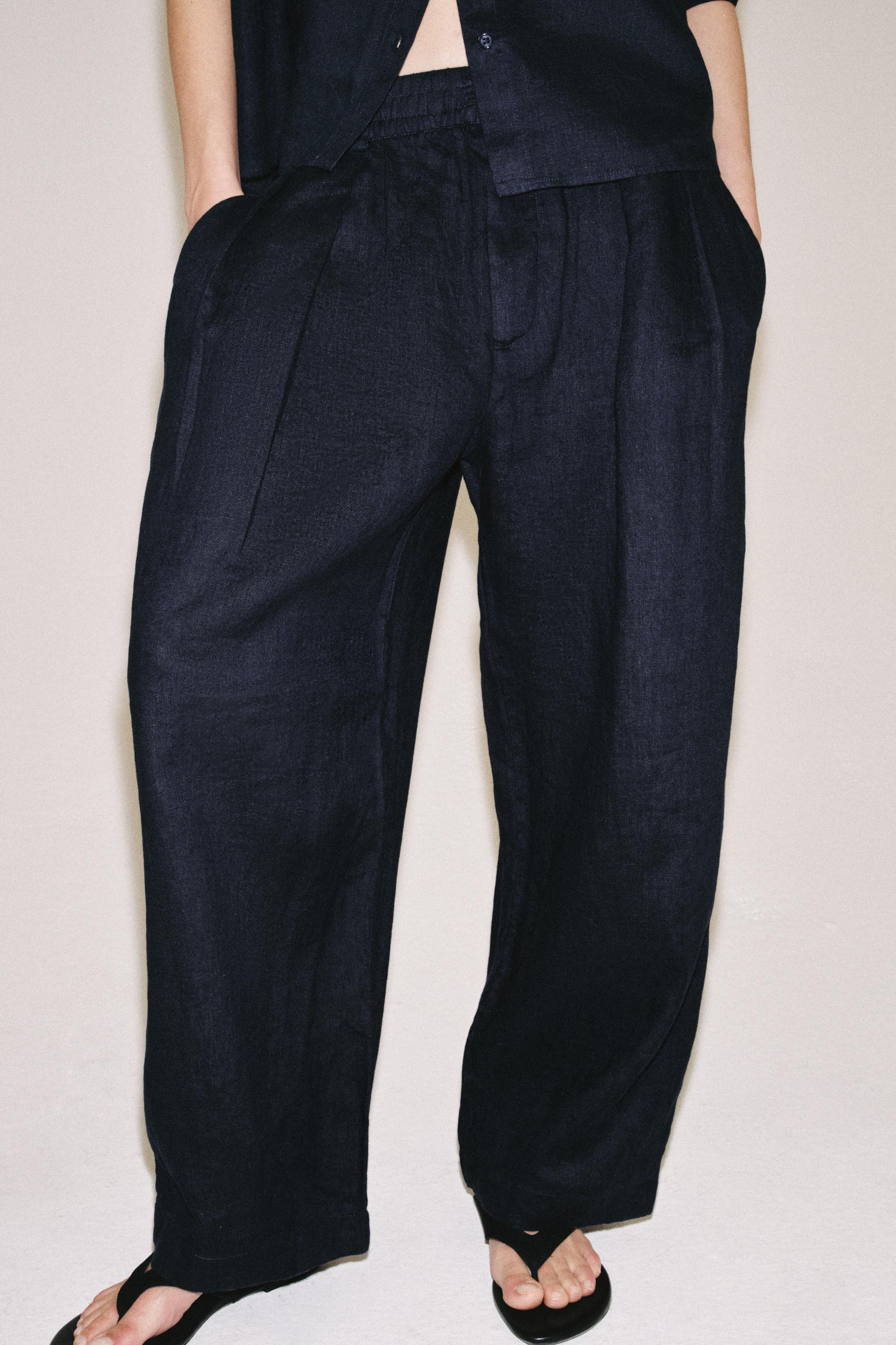ZW COLLECTION PLEATED LINEN TROUSERS | Zara UK