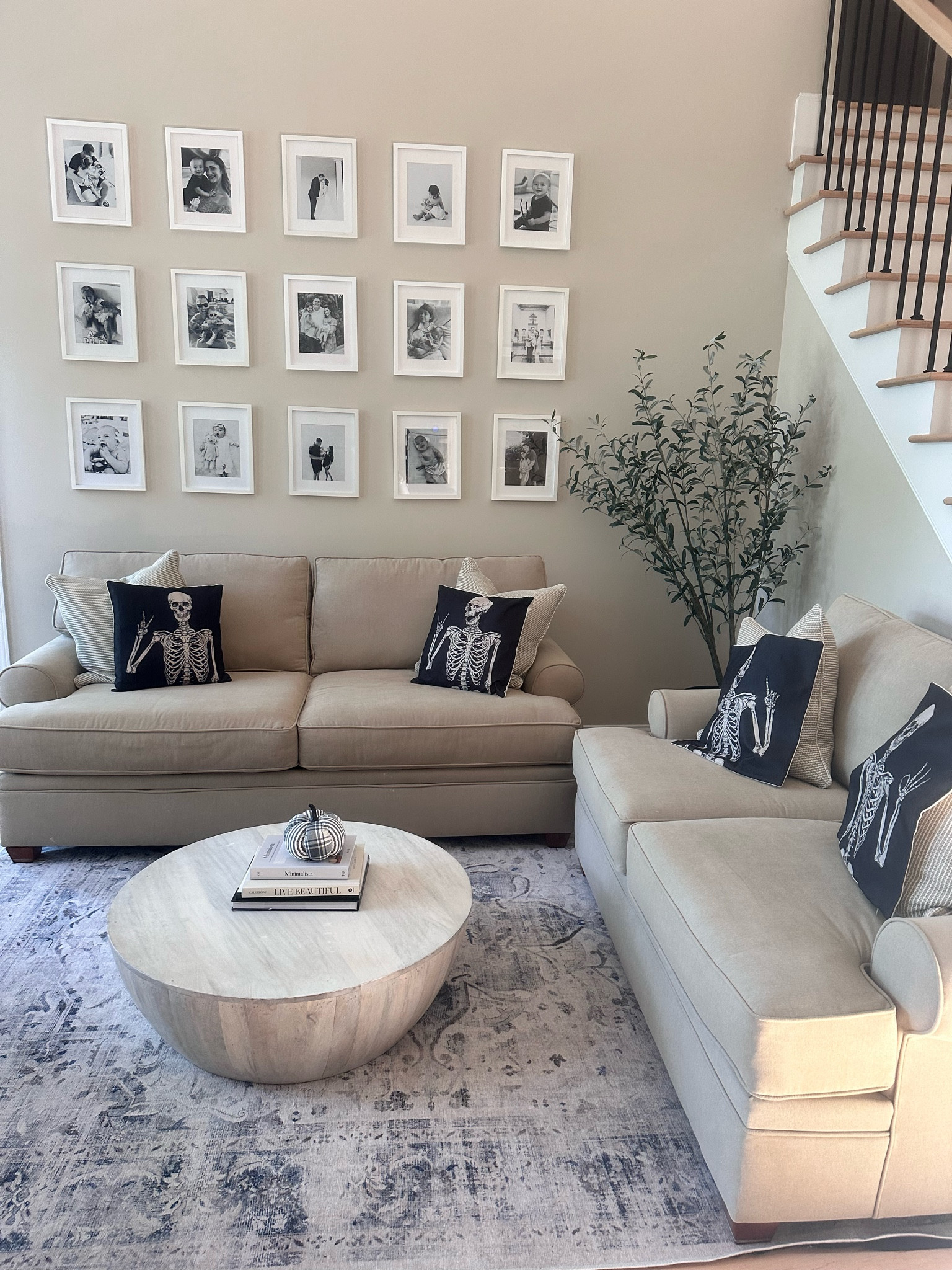 Neutral Halloween 
Spooky season 
Skeleton pillows 

#LTKSeasonal #LTKU #LTKHalloween