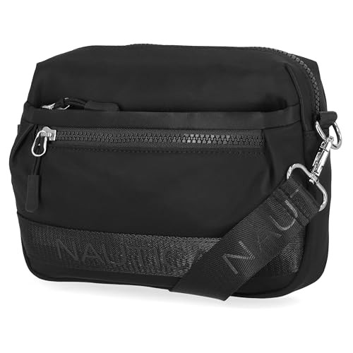 Nautica Nylon Bean Crossbody Belt Bag, black nylon crossbody belt bag with adjustable strap