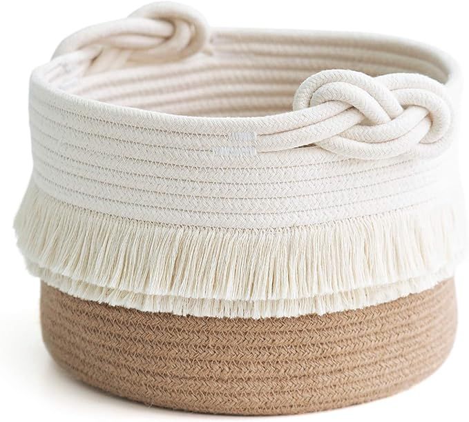 CherryNow Small Woven Storage Baskets Cotton and Jute Rope Decorative Hamper for Diaper, Blankets... | Amazon (US)