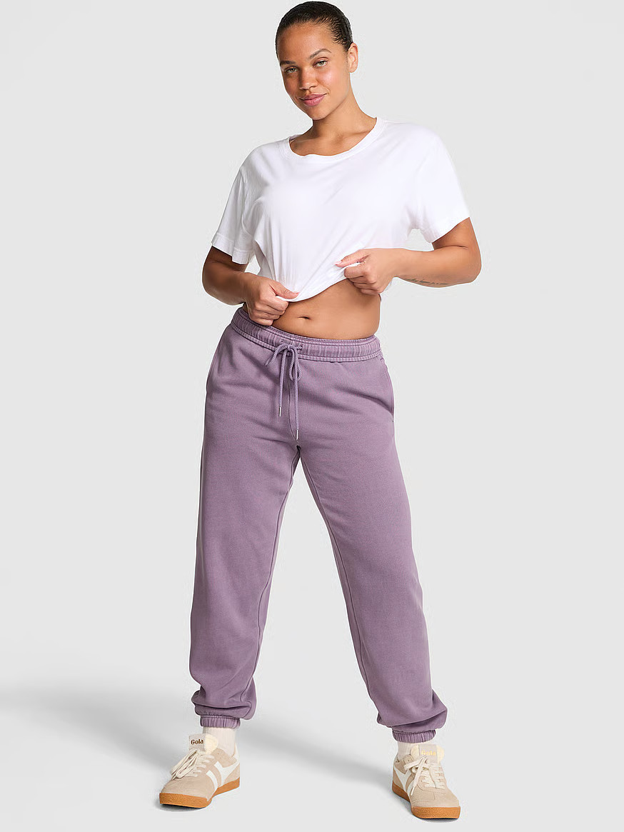 Buy Ivy Fleece Campus Sweatpants, Vs Medium Heather Grey Pearls Pretty In Pink - Order Bottoms on... | Victoria's Secret (US / CA )