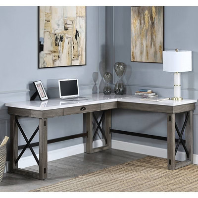 Racxily Marble Top Weathered Gray Finish Writing Desk with Lift Top | Target