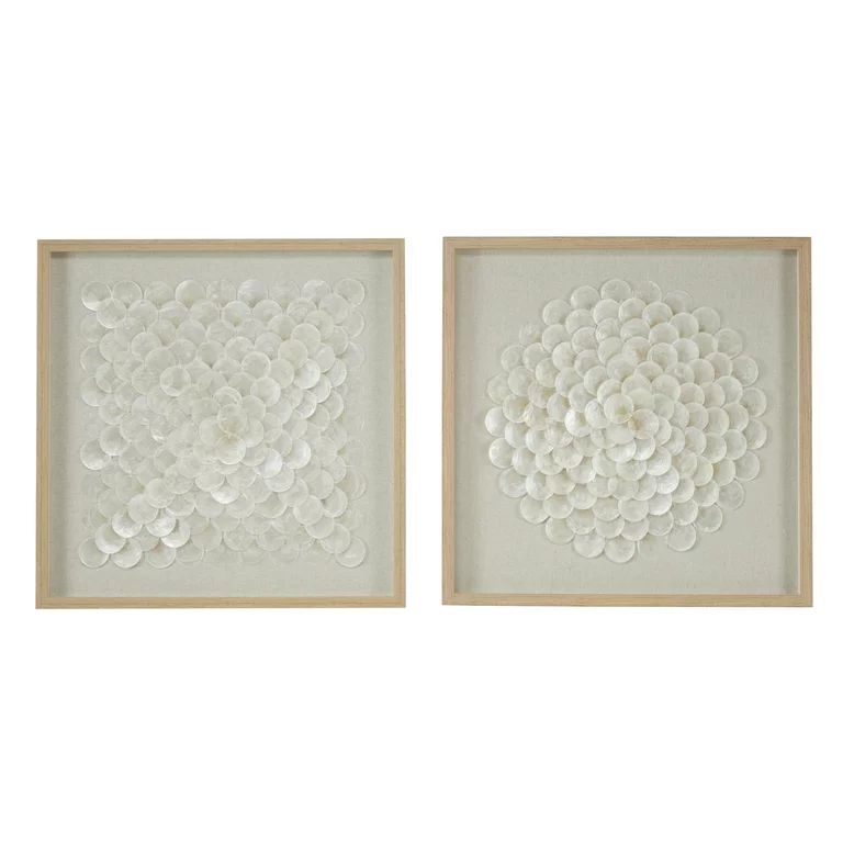 24"W, 24"H Cream Geometric Handmade Overlapping Shells Shadow Box with Canvas Backing, by DecMode... | Walmart (US)