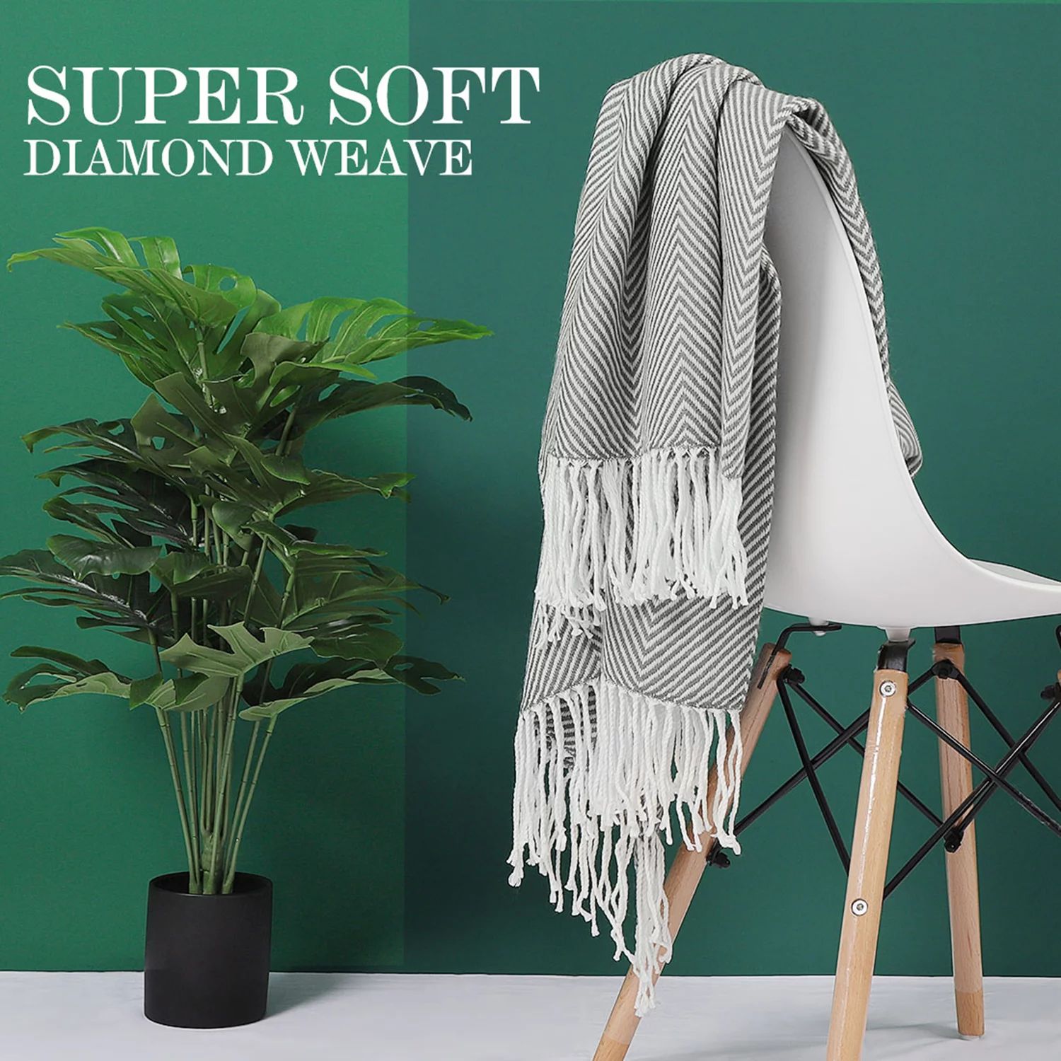 Soft Throw Blanket for Sofa Couch,Lightweight Blankets and Throws with Tassel, Gray 50" X 60" | Walmart (US)