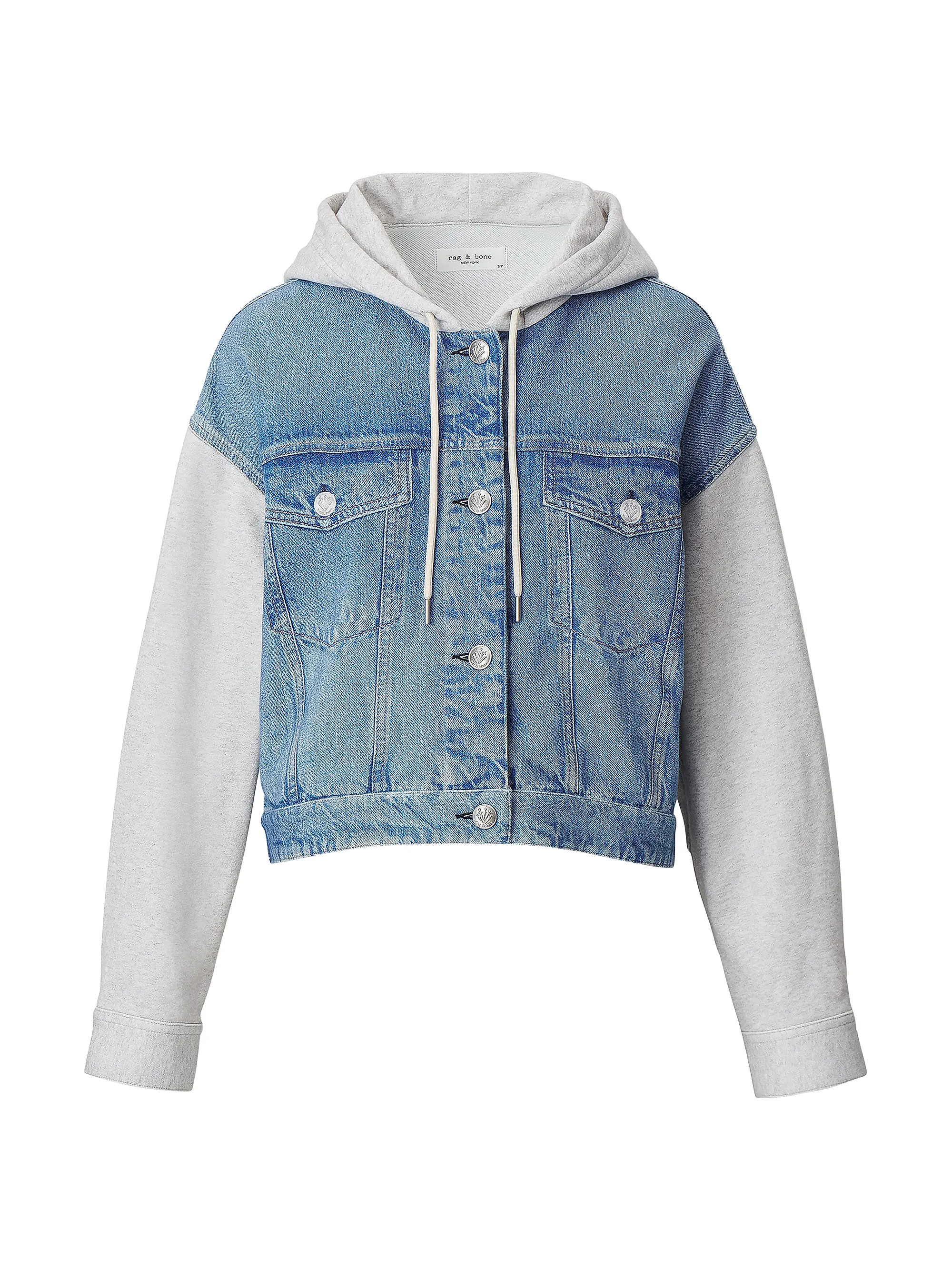 rag & bone rb Miramar Terry Combo Hooded Trucker Jacket | Saks Fifth Avenue | Saks Fifth Avenue