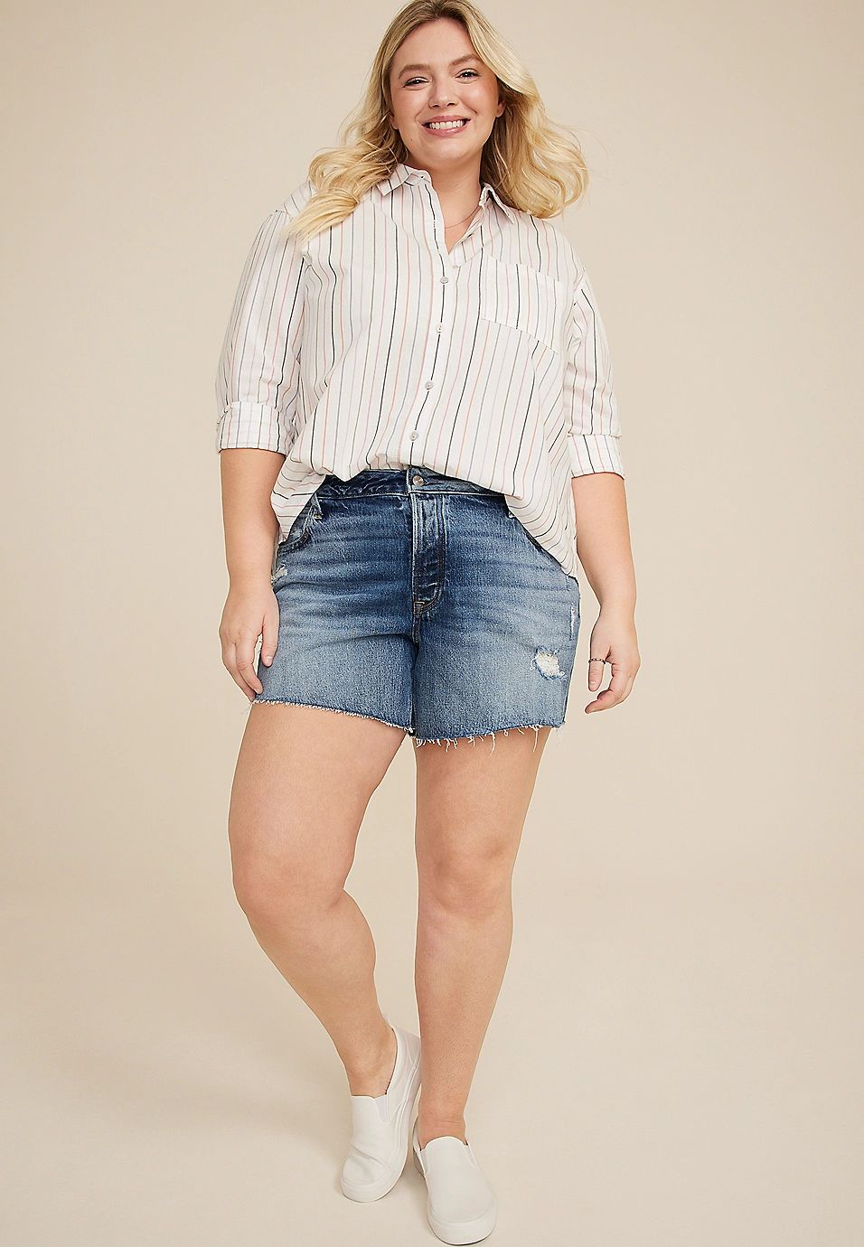 Plus Size Goldie Blues™ High Rise Cheeky 5in Short | Maurices