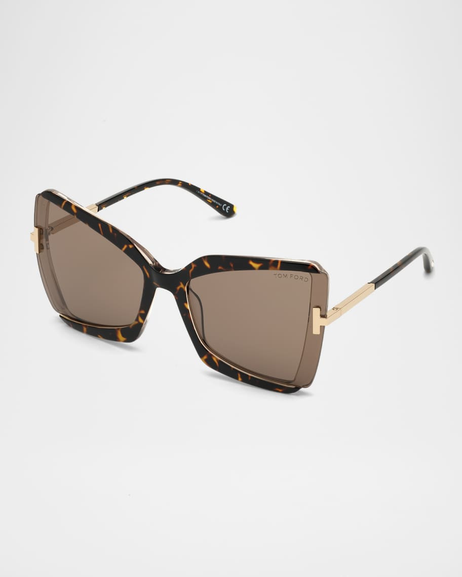 TOM FORD Gia Semi-Rimless Butterfly Sunglasses | Neiman Marcus