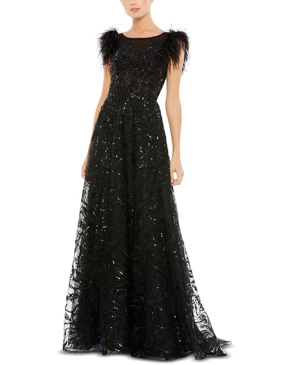 Mac Duggal Womens Feathers Long Evening Dress | Amazon (US)