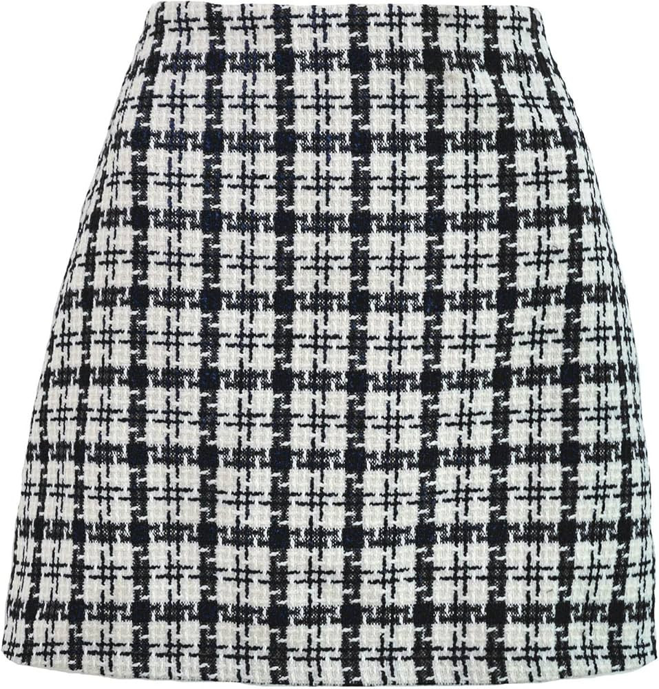 Saia feminina xadrez de lã cintura alta bodycon saia lápis outono inverno casual slim evasê sa... | Amazon (BR)