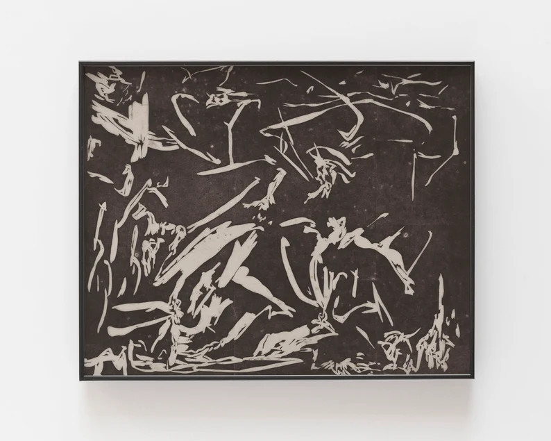 Black Abstract Art Print, Lines Art, Vintage Painting, Block Print, Contemporary Wall Art, Abstra... | Etsy (US)