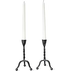 Black Taper Candle Holder Set of 2,Vintage Candle Sticks Holder Decor,Wrought Iron Candle Holder ... | Amazon (US)