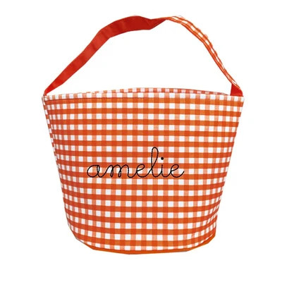 Orange Gingham Halloween Treat Bucket | Biscuit Home