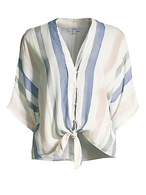 Rails Women's Thea Knotted Blouse - Pastel Watercolor Stripe - Size XS | Saks Fifth Avenue