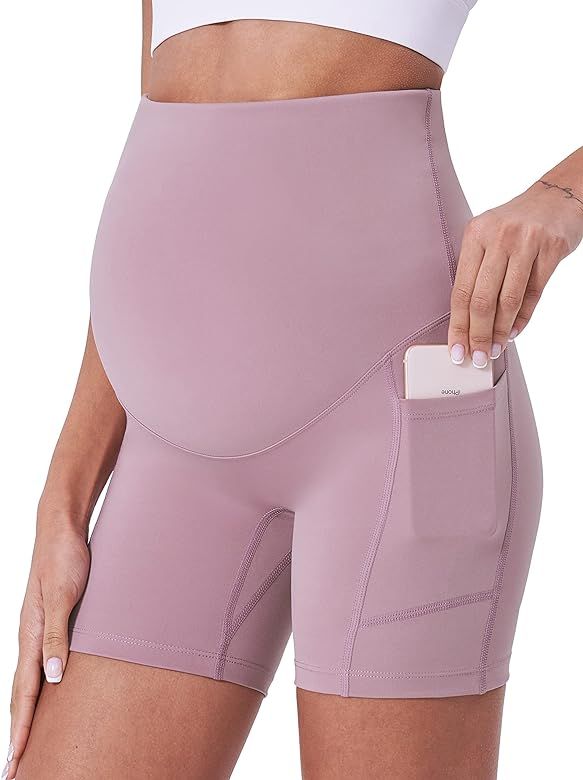 POSHDIVAH Maternity Shorts for Women Over Belly Biker Workout Yoga Active Summer Pregnancy Runnin... | Amazon (US)