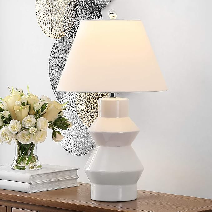 SAFAVIEH Lighting Collection Larcia Modern White/ Brass Gourd 26-inch Bedroom Living Room Home Of... | Amazon (US)