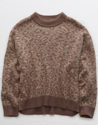 Aerie Leopard Crew Pullover Sweater | American Eagle Outfitters (US & CA)