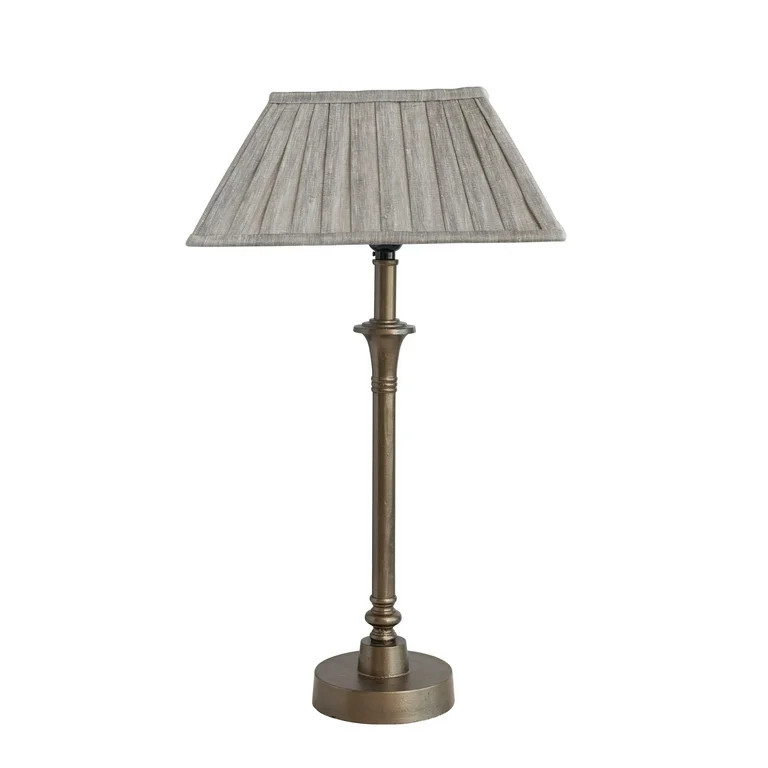 Creative Co-Op Metal Table Lamp with Pleated Linen Shade, Brass and Grey | Walmart (US)