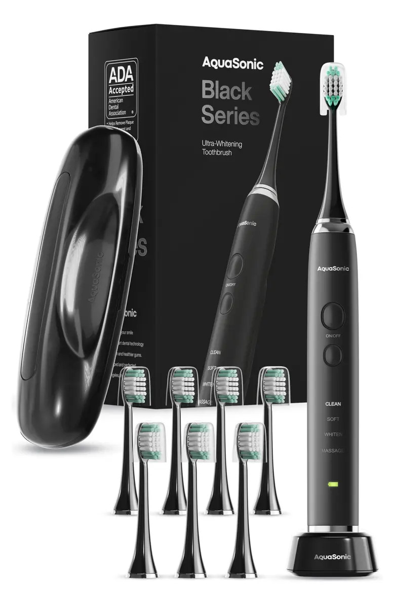 Black Series Ultra Sonic Whitening ToothBrush with 8 DuPont Brush Heads & Travel Case | Nordstrom Rack