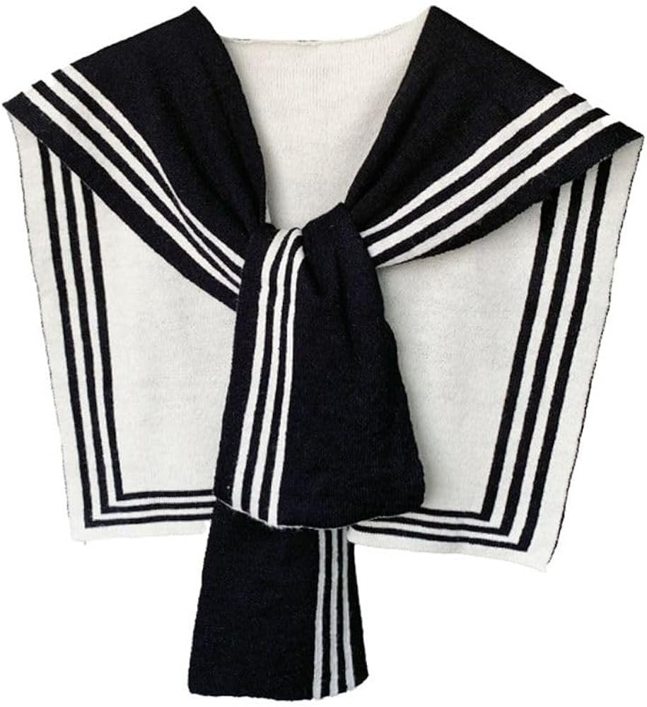 Women's Sweater Knitted Knotted Shawl Wraps,Black White Stripe Scarf Cape Tops Blouses Cross Fron... | Amazon (US)