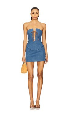Lovers and Friends Alyssa Mini Dress in Medium Indigo from Revolve.com | Revolve Clothing (Global)