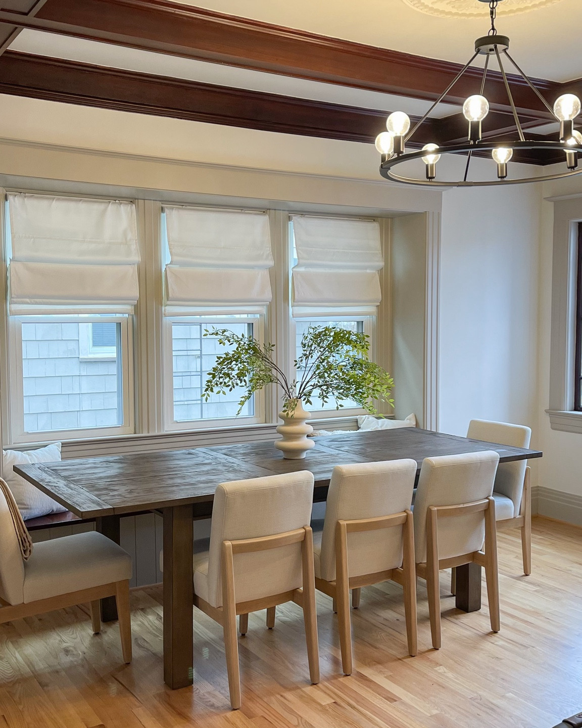 Neutral, transitional modern dining room
Wood, white, white walls ivory, cream, beige
Lighting 
Vase
Amazon, Target, Wayfair 

#LTKCyberWeek #LTKhome