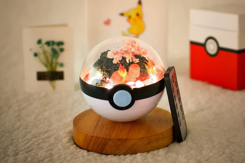 Gifts For Him Pokemon Terrarium Sleepy Charmander Terrarium Pokeball Charmander gifts Pokemon go Bes | Etsy (US)