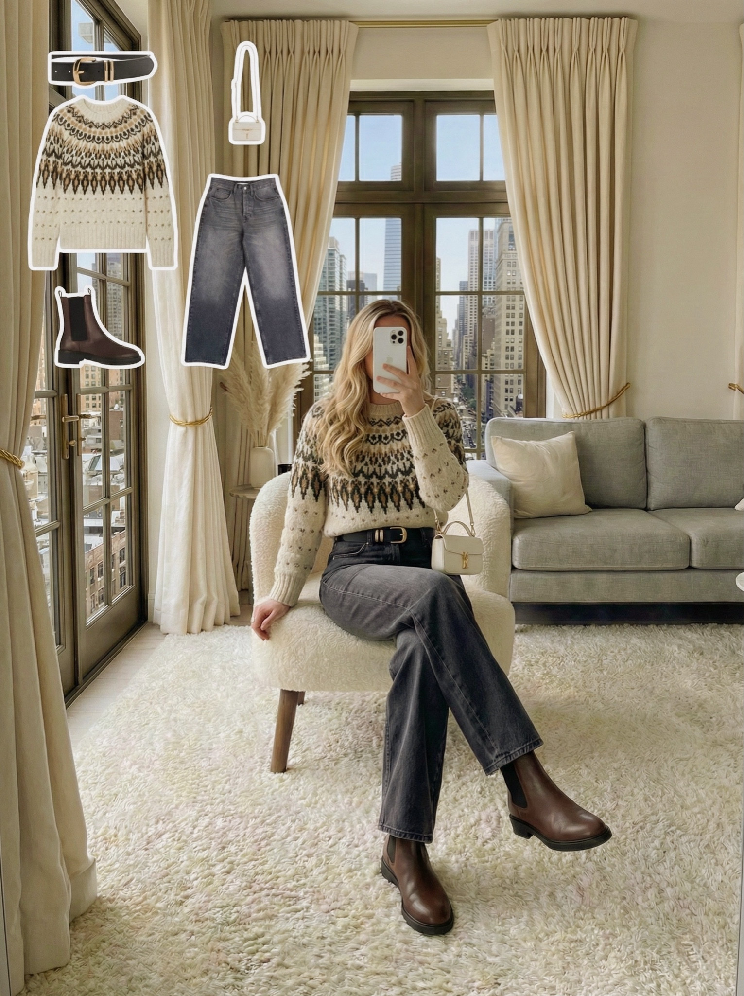 ✨ Cozy Winter Neutrals ✨

A soft, laid back cold weather look built around a classic fair isle knit. The textured pattern adds instant warmth and charm while the muted tones keep everything feeling elevated and wearable for every day.

Washed black denim brings in a touch of contrast and grounds the outfit beautifully. Chunky Chelsea boots add an effortless edge, and the structured mini bag gives just the right amount of polish. A simple belt ties the whole palette together.

🤍 Style Notes:
• Fair isle sweater for cozy texture
• Washed black jeans for relaxed contrast
• Chelsea boots for comfort and edge
• Mini structured bag for a refined finish
• Classic belt to pull the look together

Everything linked and ready to shop ✨

#LTKgrwm #LTKSeasonal #LTKootd