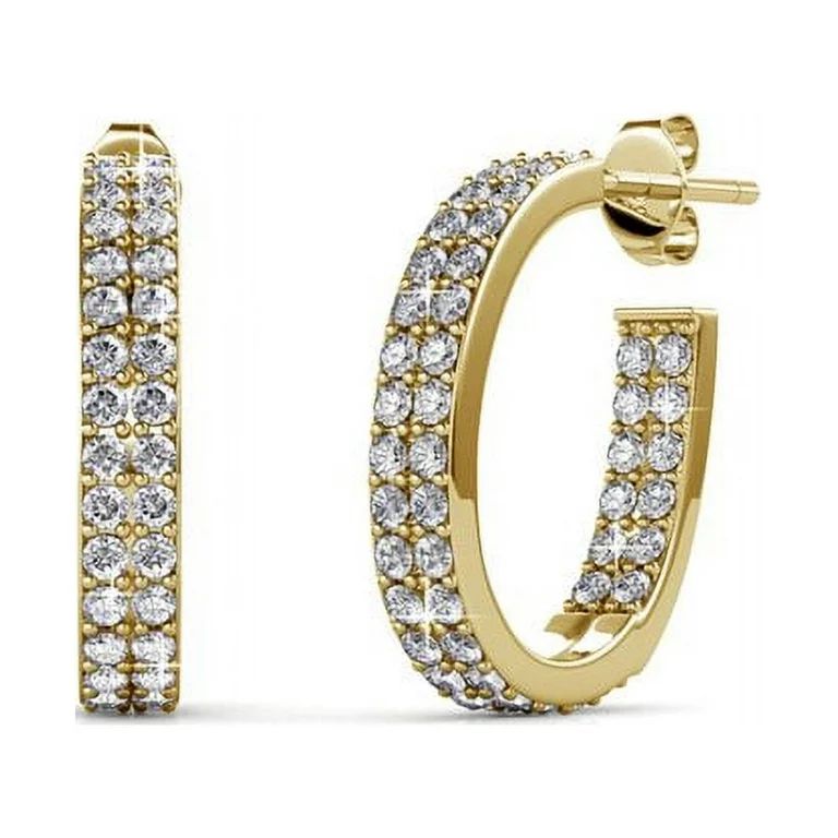 Cate & Chloe Grace White Gold Hoop Earrings, 18k Hoops with Swarovski Crystals, Sparkling Silver ... | Walmart (US)