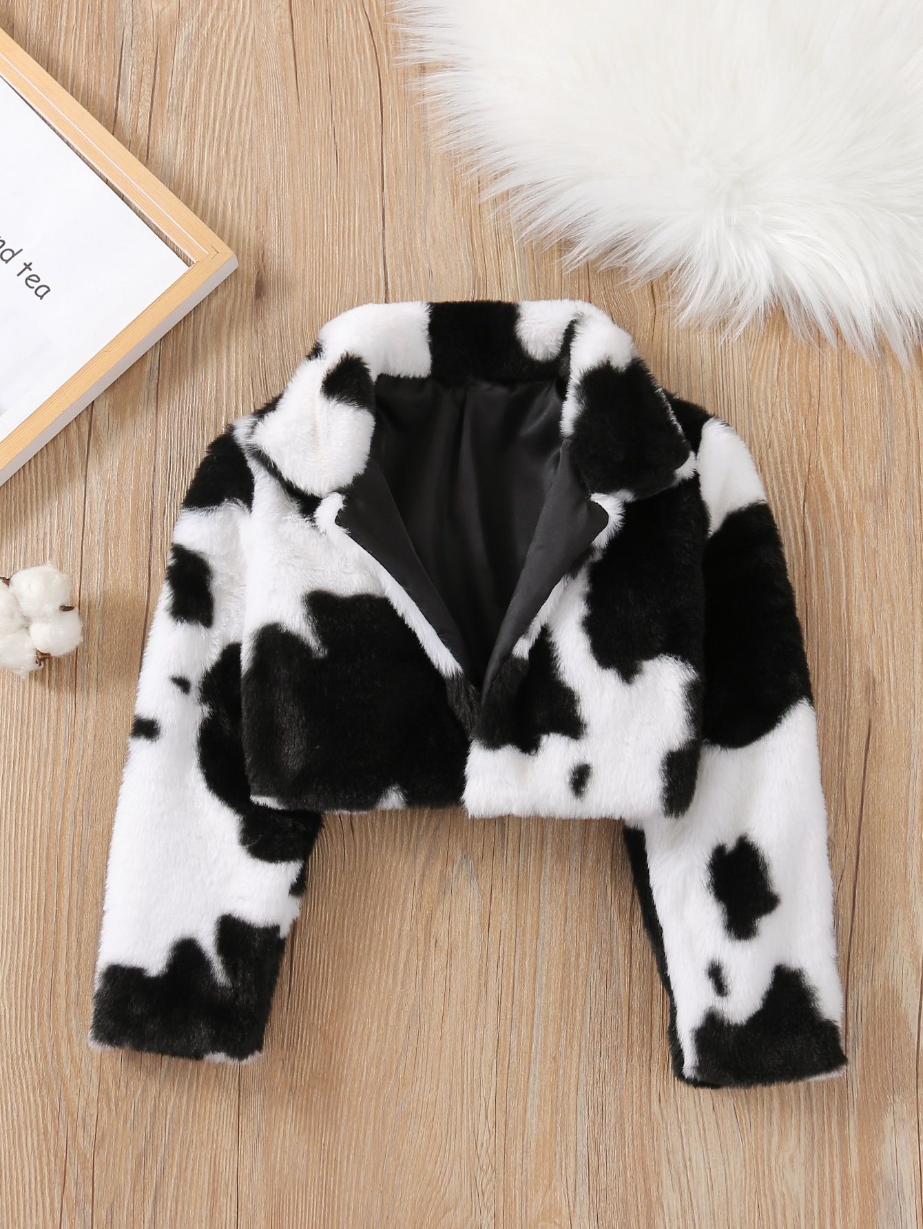 Toddler Girls Cow Pattern Flannel Jacket | SHEIN