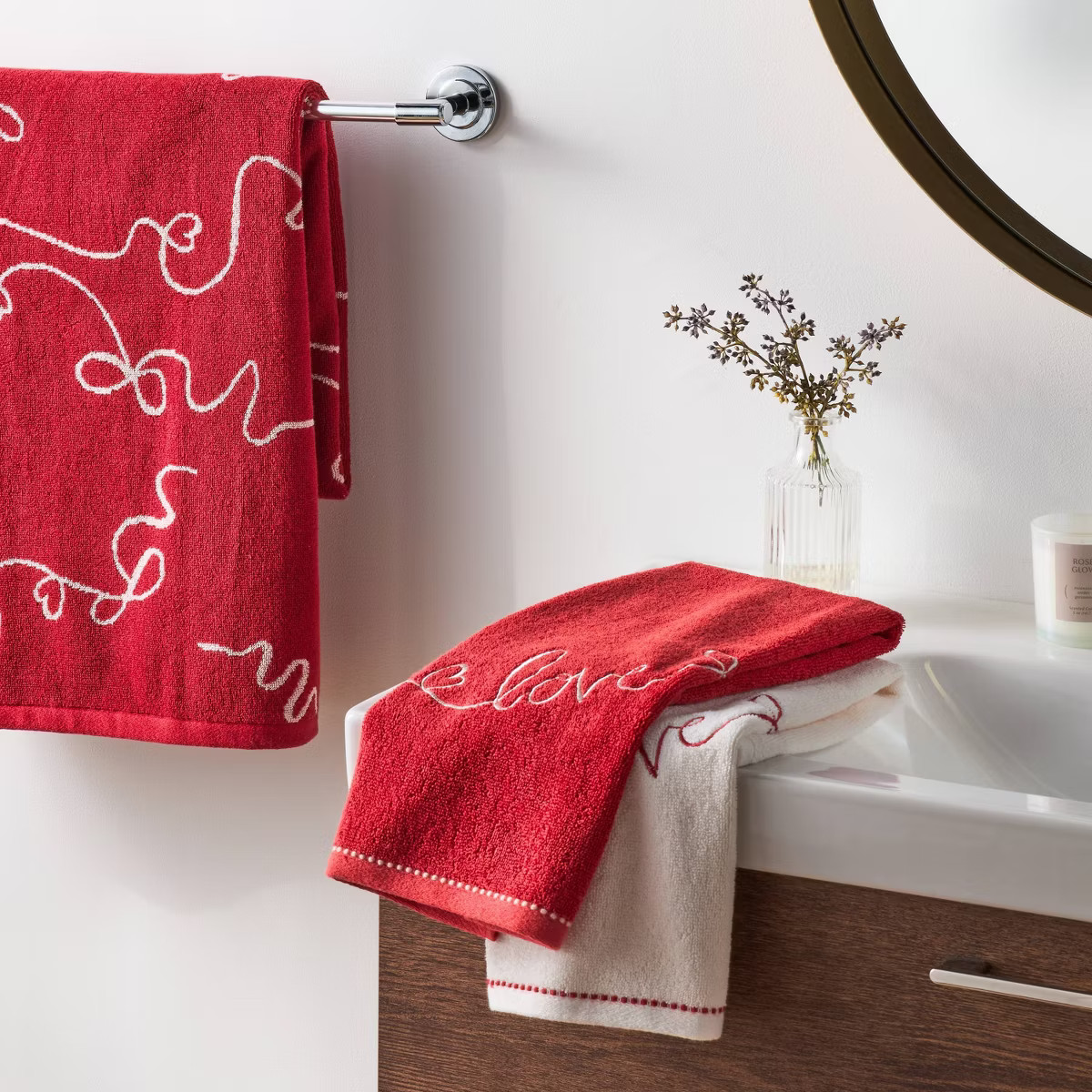 2pk Valentine's Day 'Love' Ribbon Hand Towel Set - Threshold™ | Target