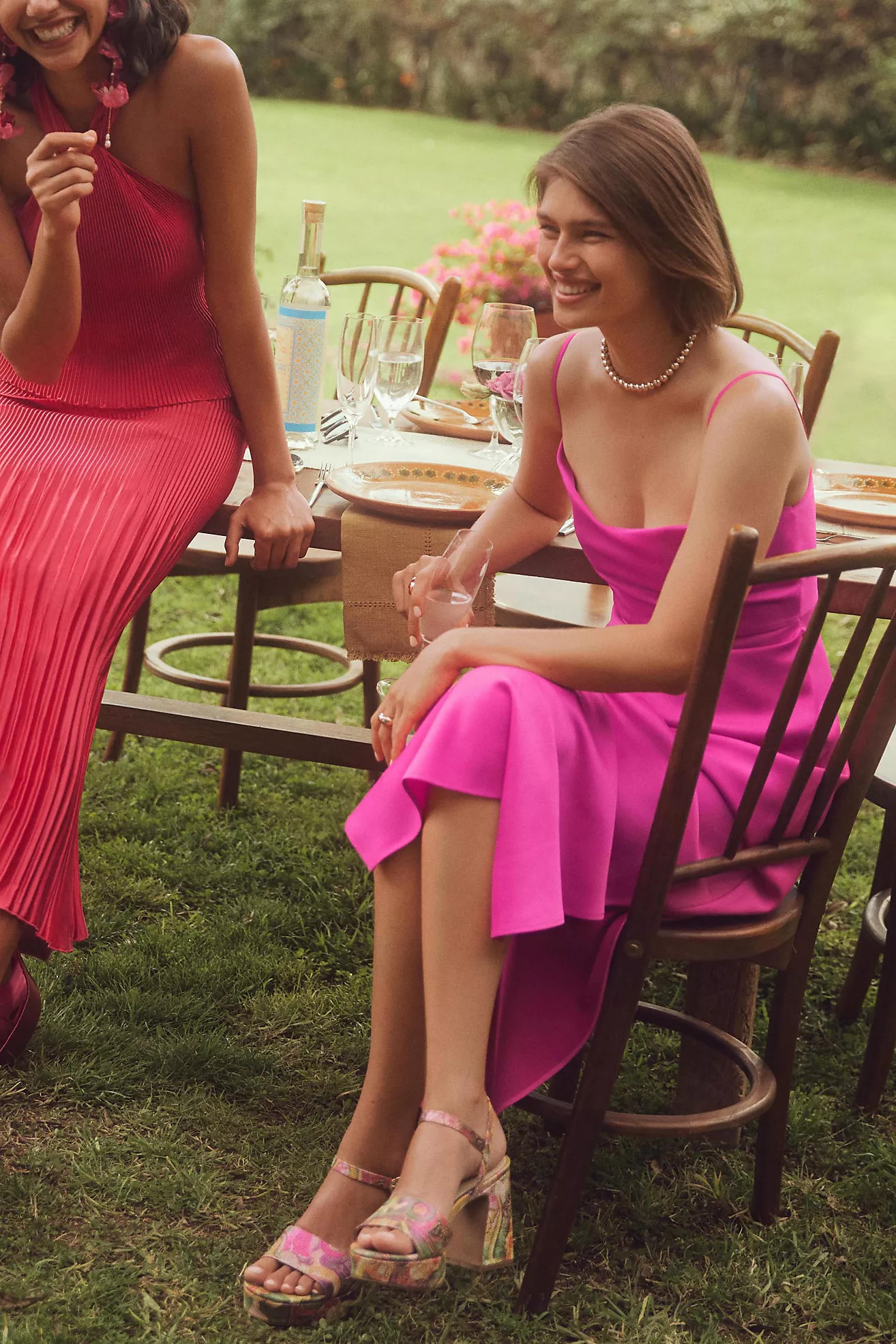 BHLDN Cali Satin Cowl-Neck Midi Slip Dress | Anthropologie (US)