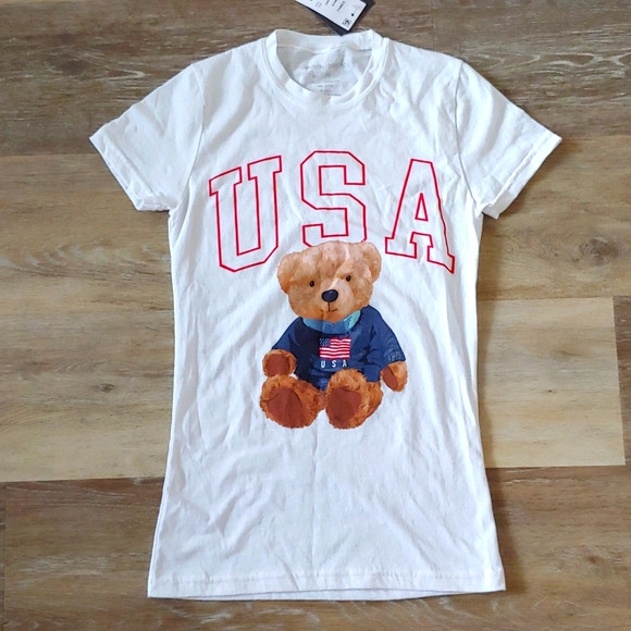 NWT Grayson Threads Women's USA Teddy Bear Graphic Fitted T-Shirt Size XS | Poshmark