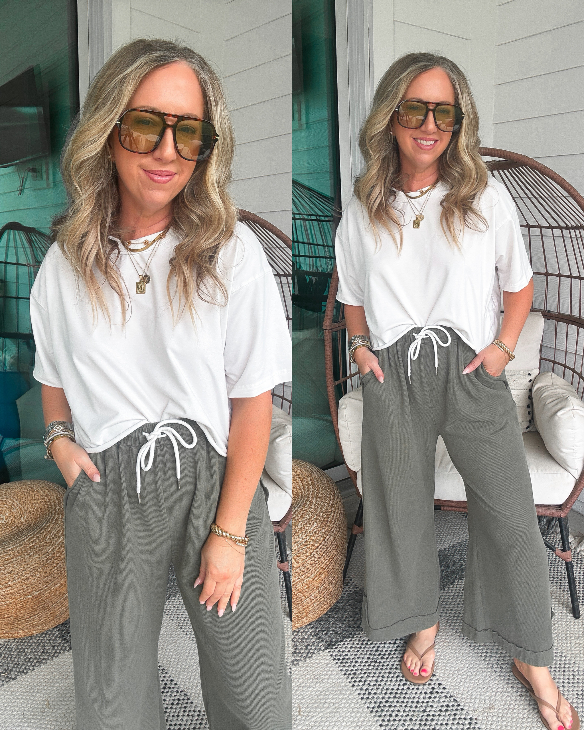 The definition of cool mom style! All at affordable prices.

Amazon fashion finds, flowy white top, sweatpants, drawstring pull on pants, everyday look, casual outfit inspo, cool mom style, sunglasses, affordable fashion finds, neutral look, mom outfit, running errands, work from home, car pick up line, shopping outfit, what I wore. 

 #LTKootd #LTKmomlife