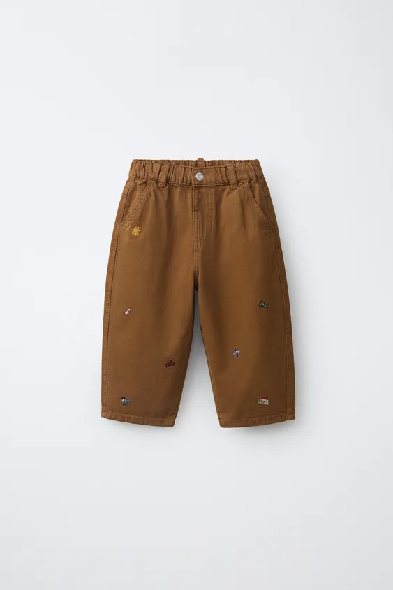 EMBROIDERED BAGGY TROUSERS | Zara US